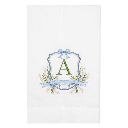 Embroidered Bow Crest Monogrammed Hand Towel