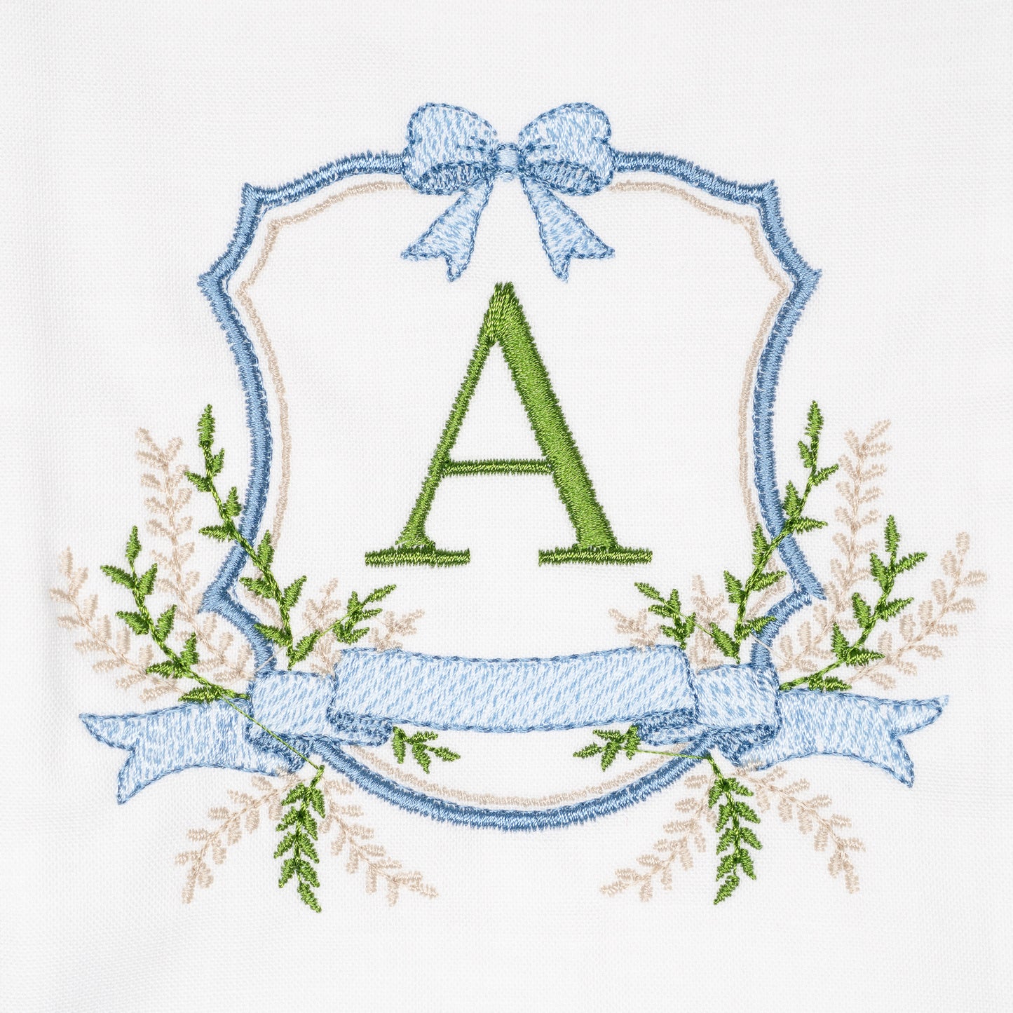 Embroidered Bow Crest Monogrammed Wreath Sash