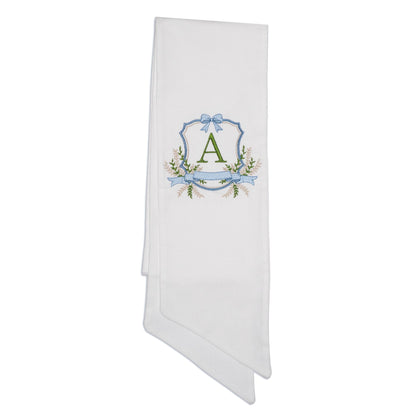 Embroidered Bow Crest Monogrammed Wreath Sash