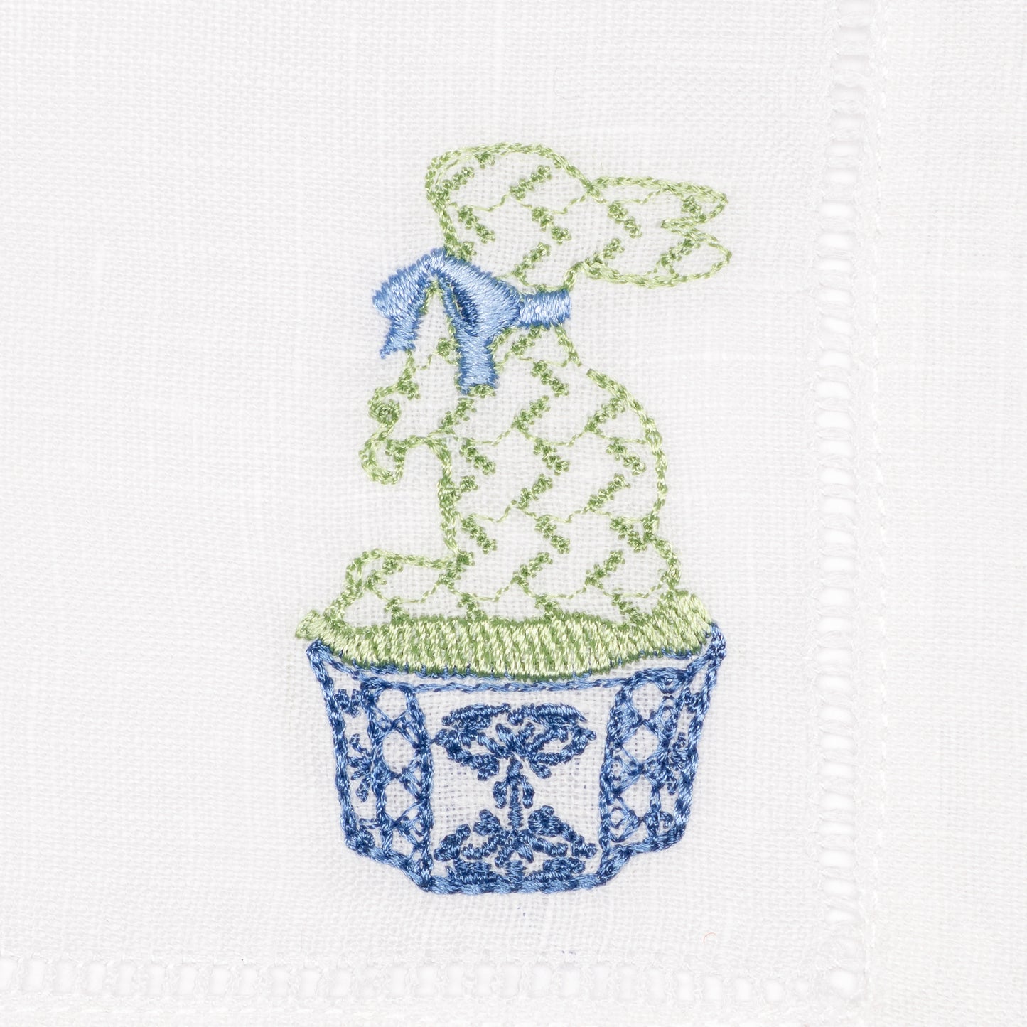 Embroidered Chinoiserie Rabbit Monogrammed Cocktail Napkin