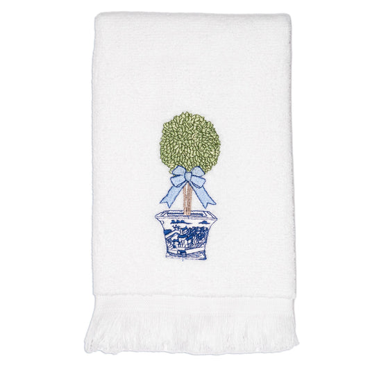 Embroidered Chinoiserie Tree Hand Towel