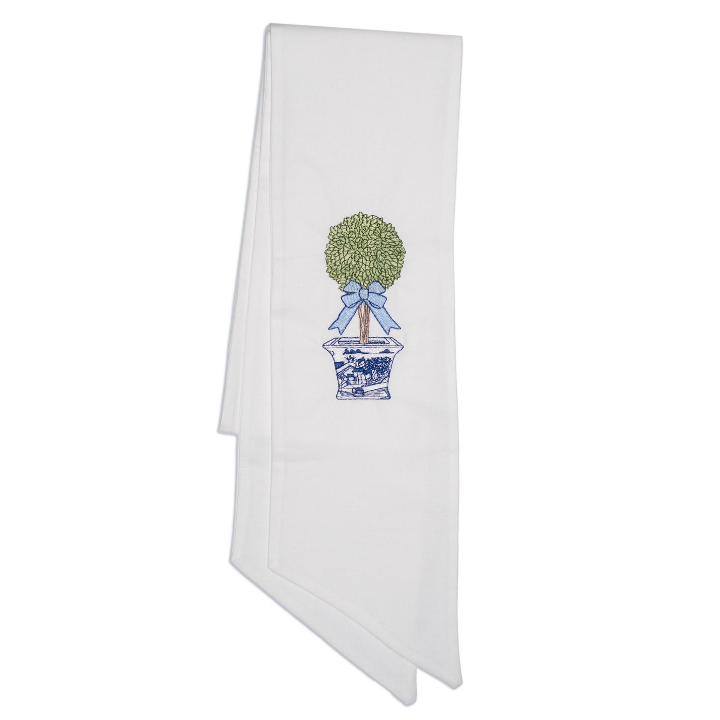 Embroidered Chinoiserie Tree Wreath Sash