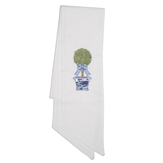 Embroidered Chinoiserie Tree Wreath Sash