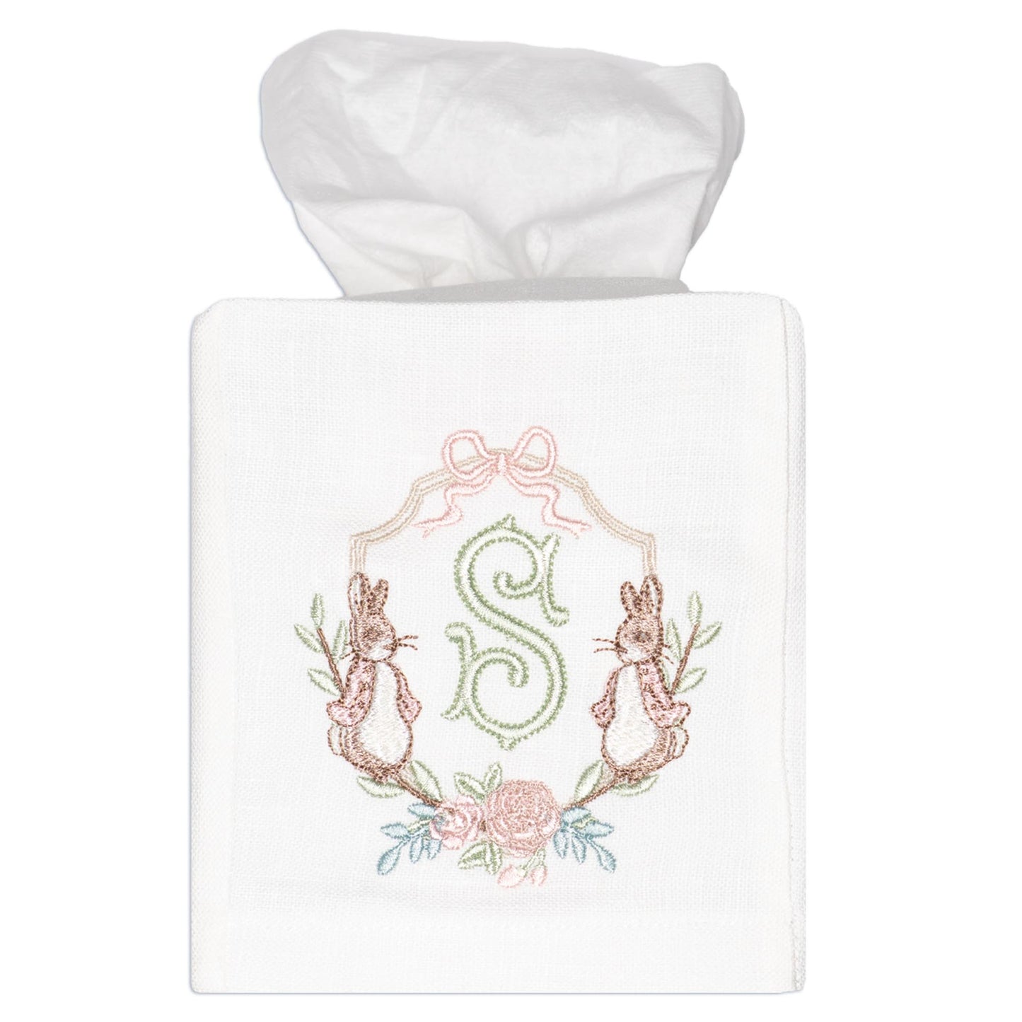 Embroidered Easter Bunny Monogrammed Tissue Box Cover