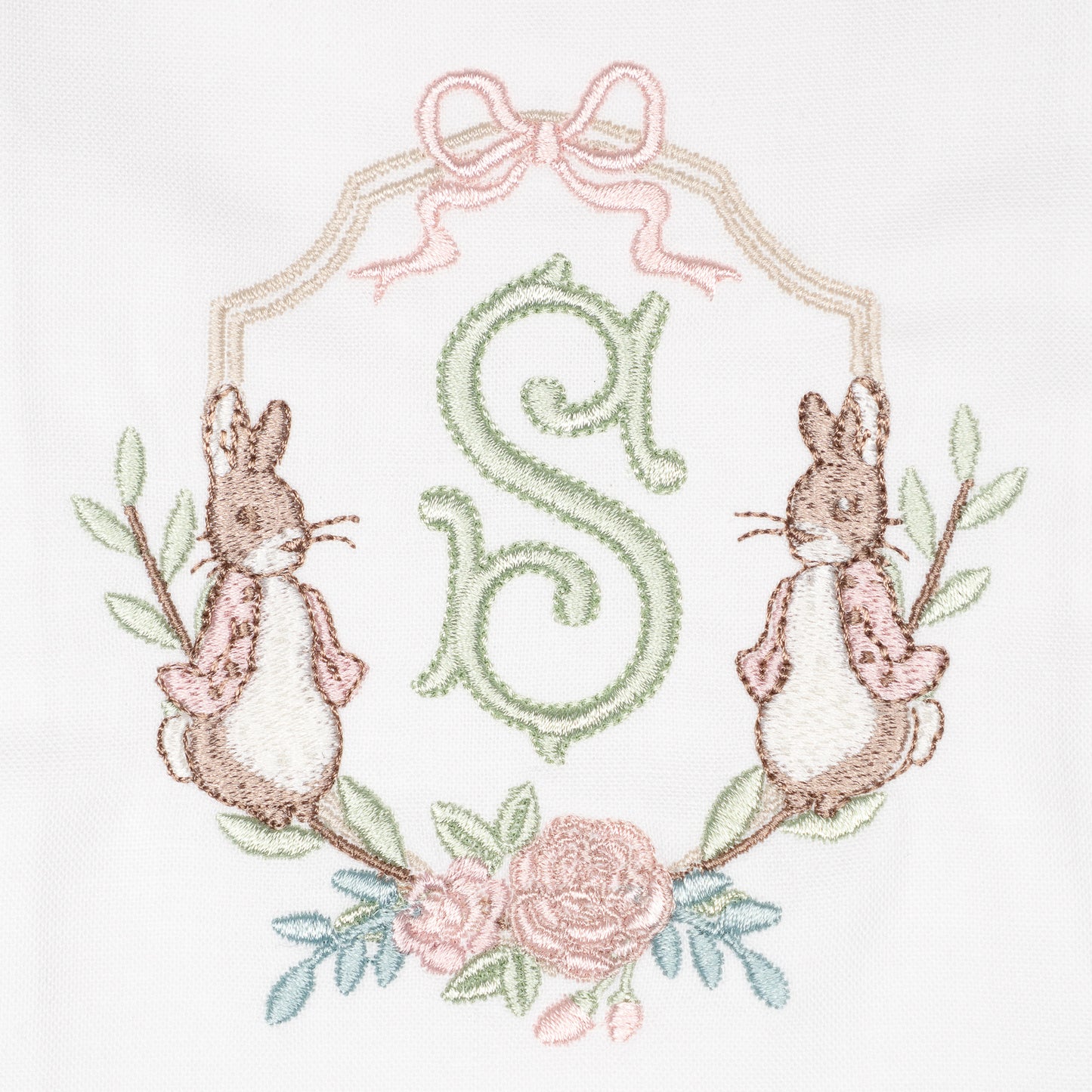 Embroidered Easter Bunny Monogrammed Wreath Sash