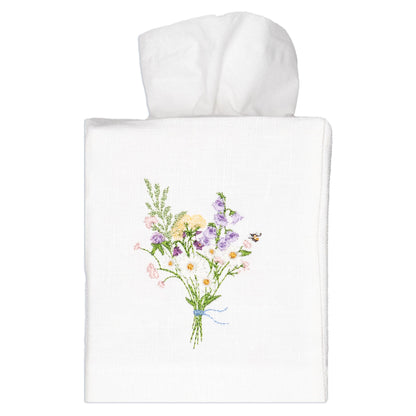 Embroidered Wildflower Bouquet Tissue Box Cover