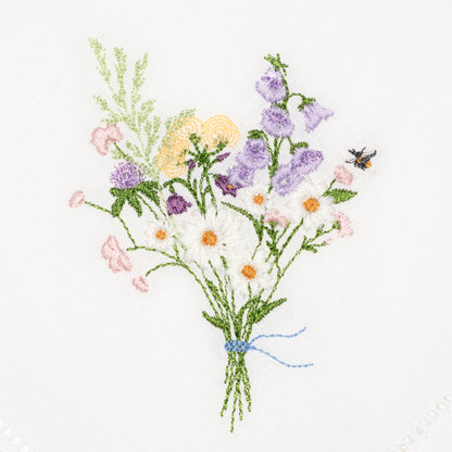 Embroidered Wildflower Bouquet Dinner Napkin