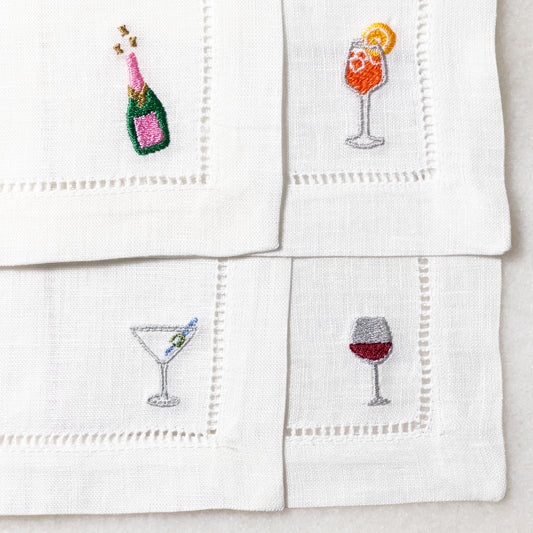 embroidered cocktail napkins Embroidered Cocktail Napkins with Cocktail Emoji
