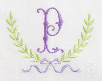 Embroidered Hand Towel Crest Single Letter Monogram