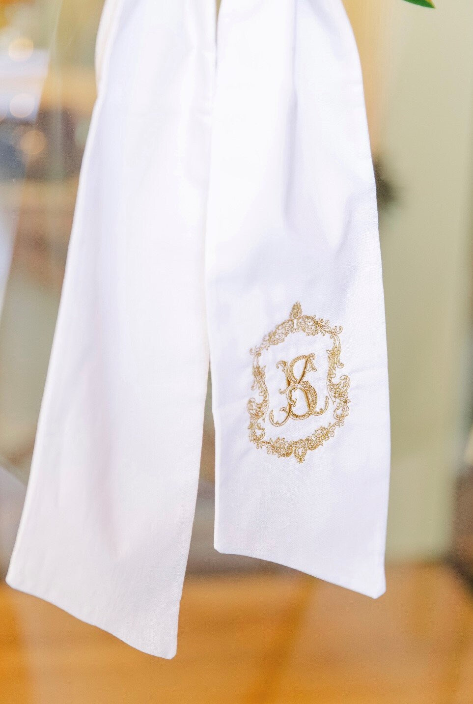 Custom white Wreath Sash Personalized with Monogram, Logo, or Design Birthday Gift