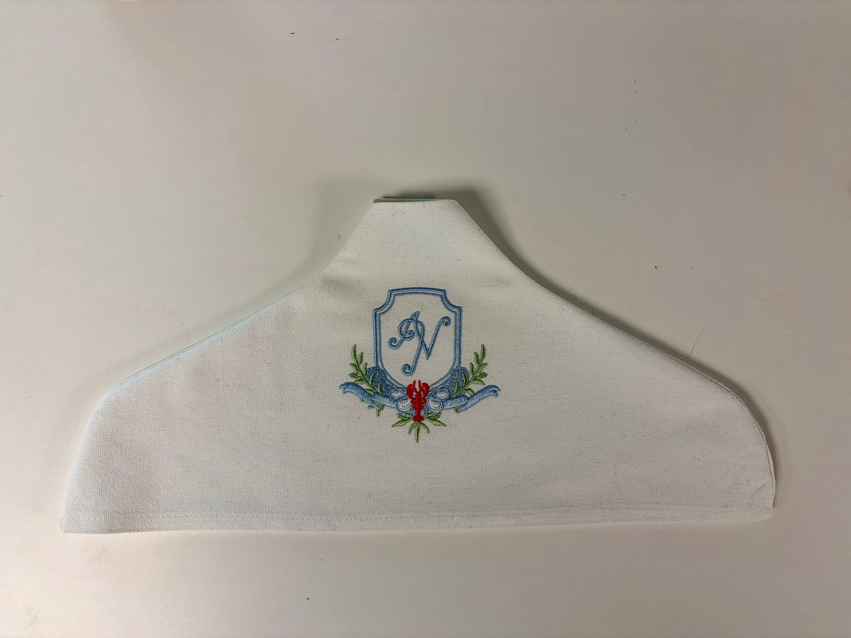 Custom Embroidered Hanger Cover with Logo, Crest, Monogram, or Design