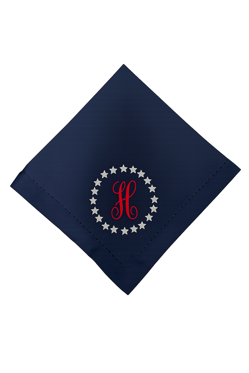Embroidered Napkins with Stars and Letter, 4th of July