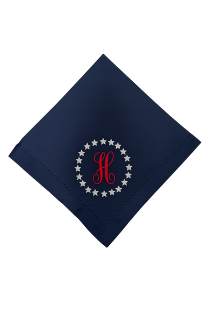 Embroidered Napkins with Stars and Letter, 4th of July