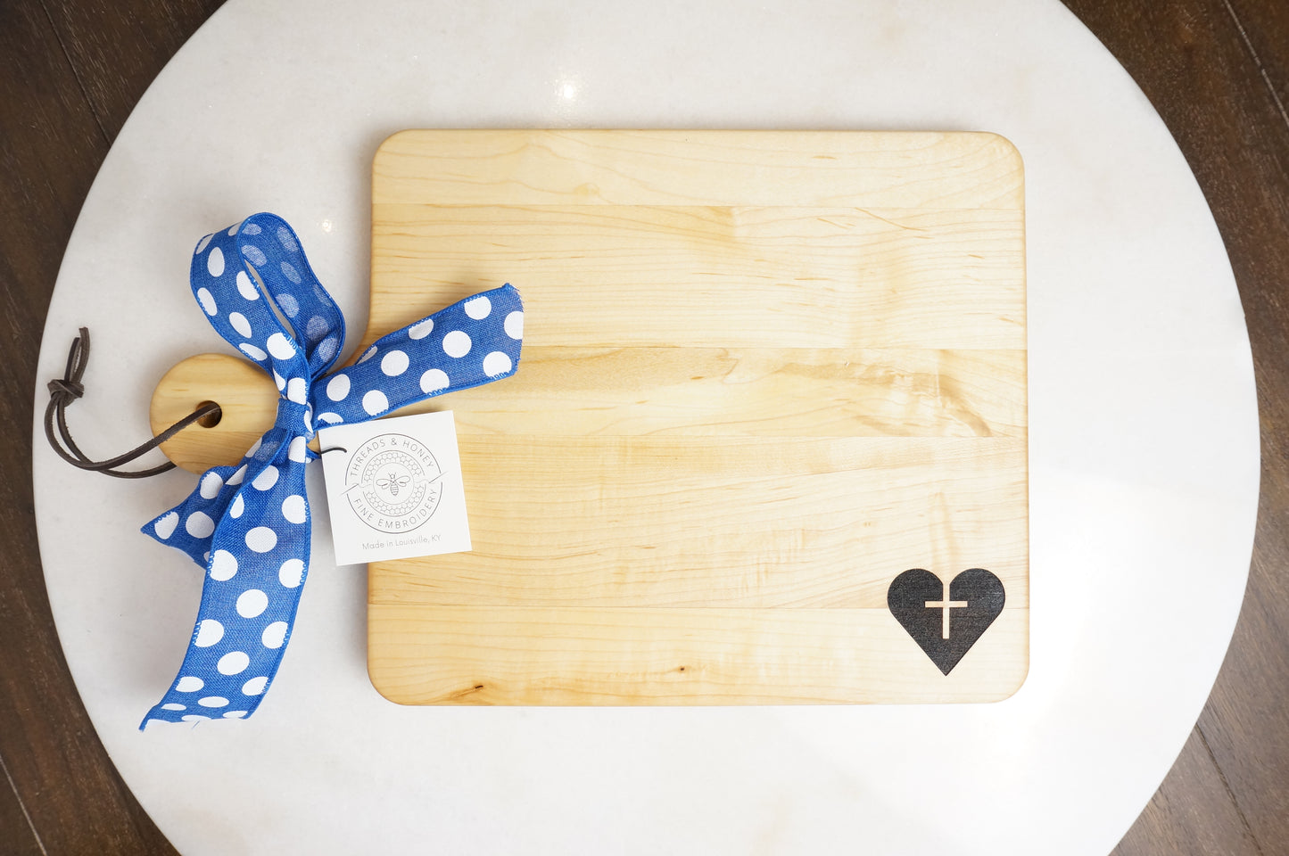 Sacred Heart with Custom Cutting Board, Towel & Linen Cocktail Napkin Gift Set