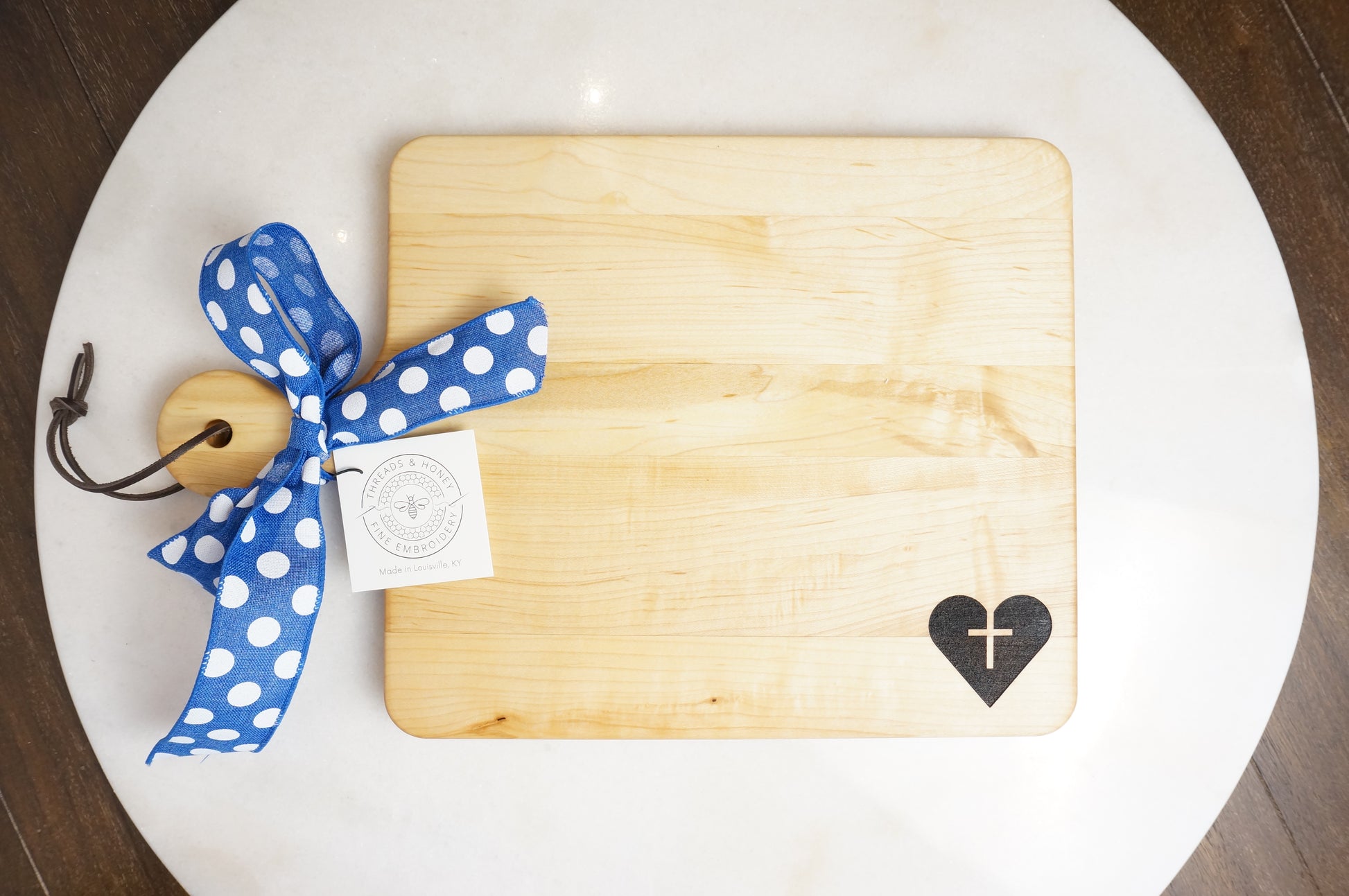 Sacred Heart with Custom Cutting Board, Towel & Linen Cocktail Napkin Gift Set