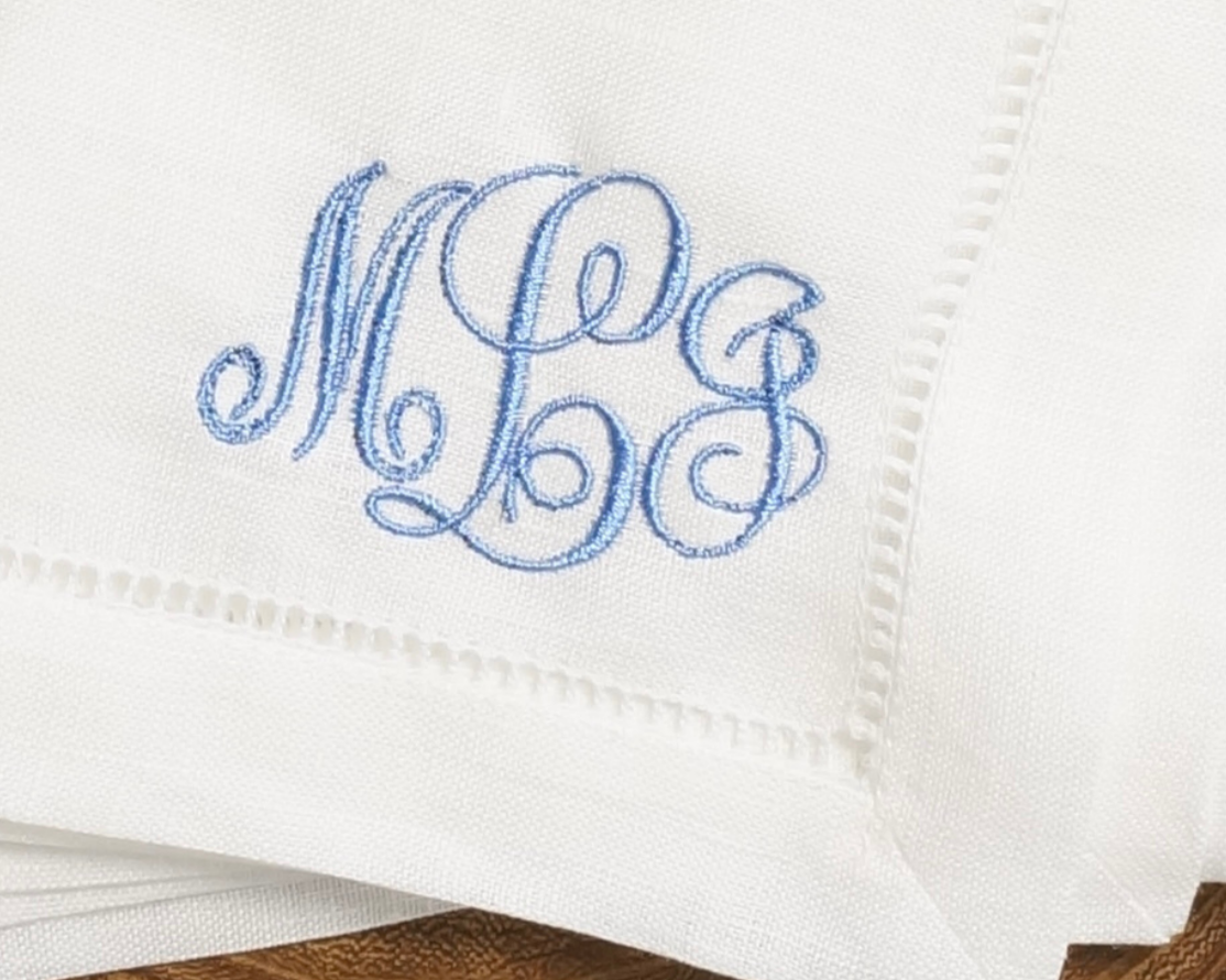 Embroidered Dinner Napkins with Single Letter Monogram – Threads & Honey