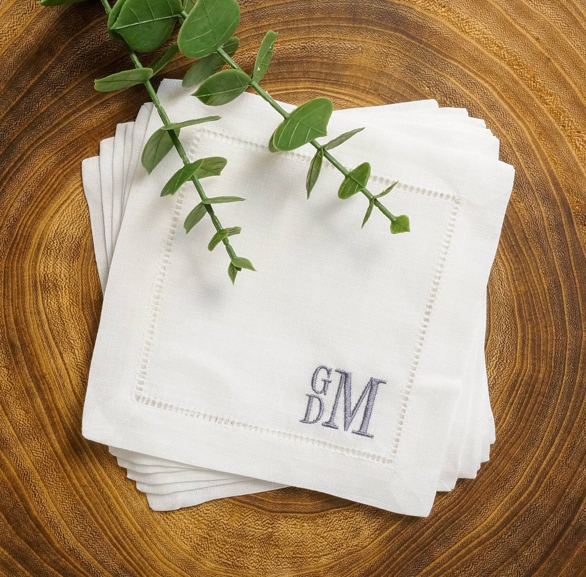 embroidered linen cocktail napkins 