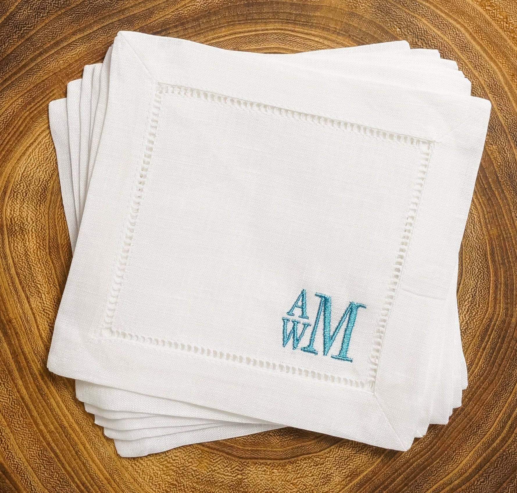 custom embroidered cocktail napkins 