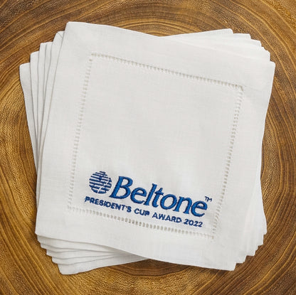 Custom Embroidered Cocktail Napkins with Text, Design or Logo