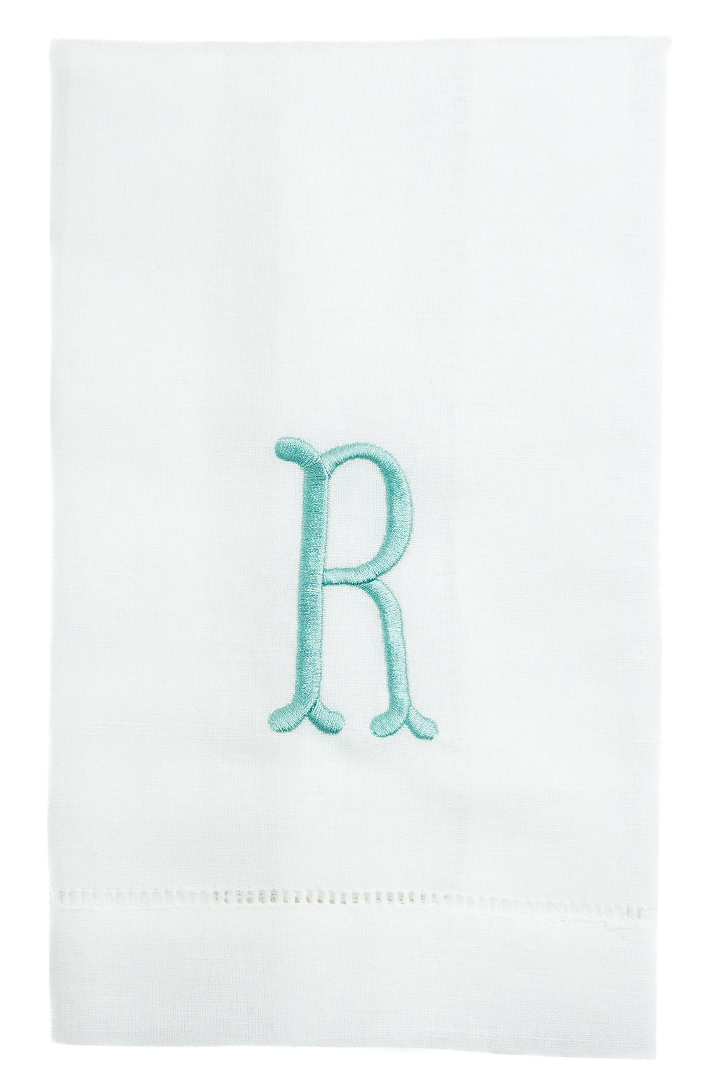 Embroidered Dinner Napkins with Fishtail Single Letter Monogram