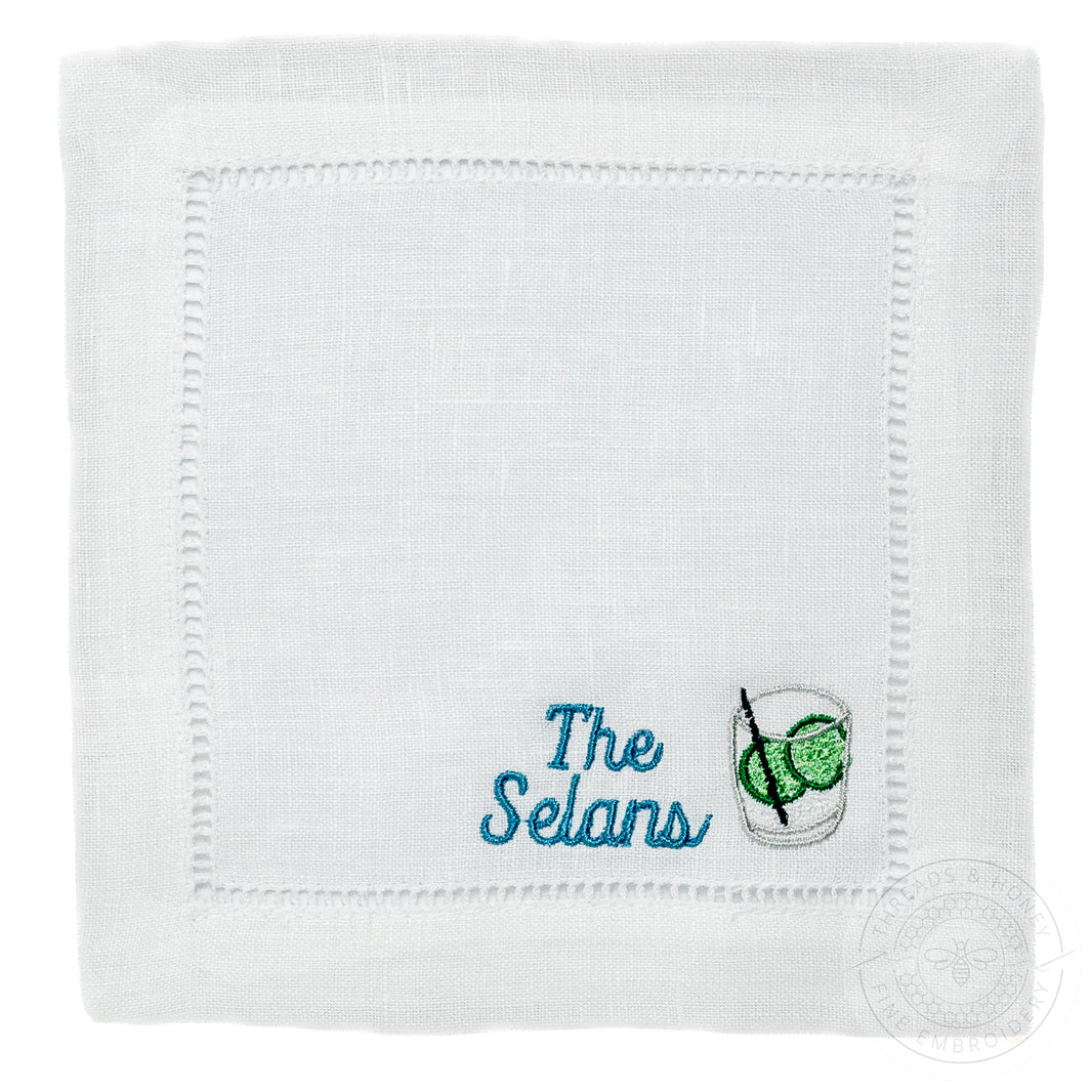 Custom Embroidered Cocktail Napkins Threads & Honey