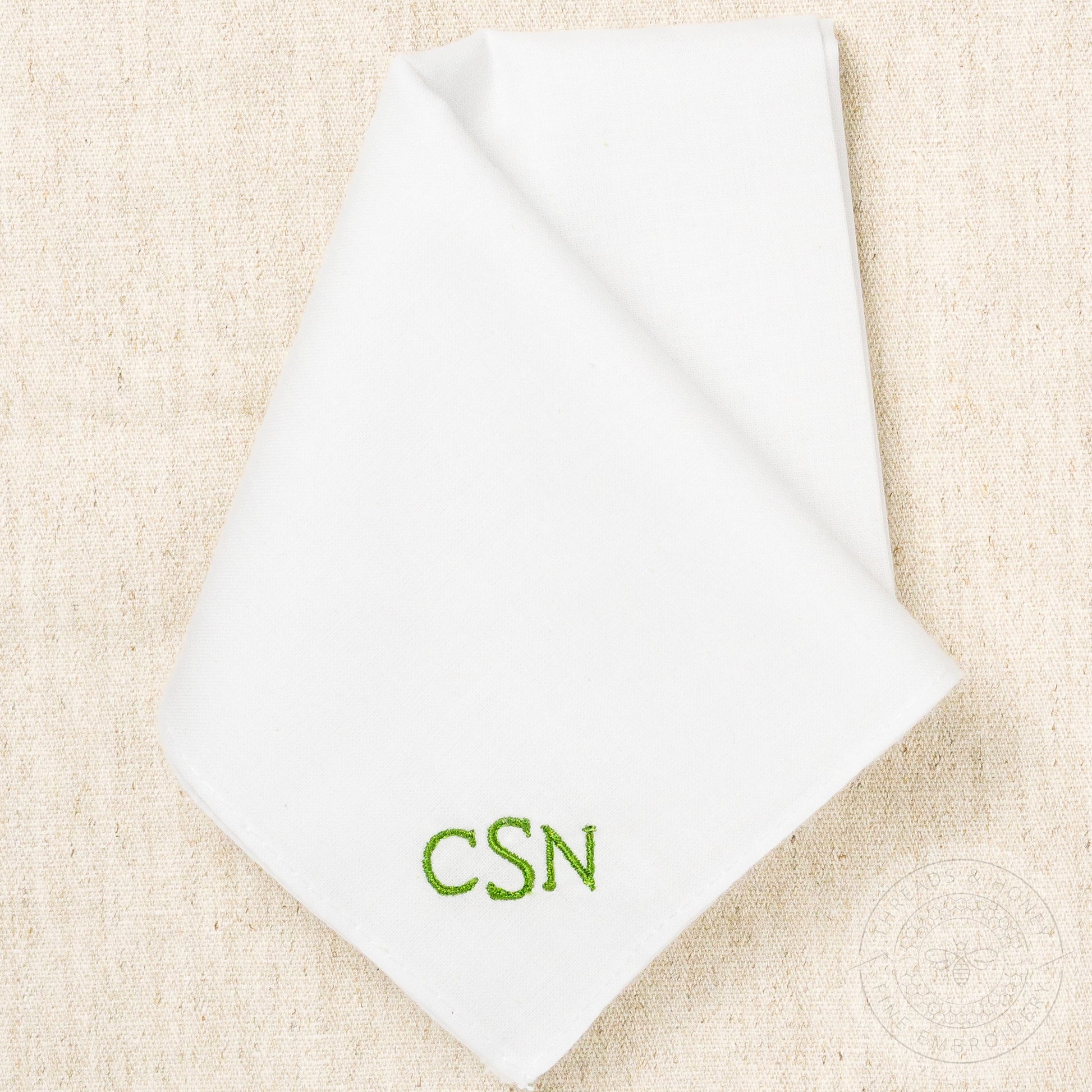 Mens Embroidered Handkerchief with Minimalist Classic Monogram
