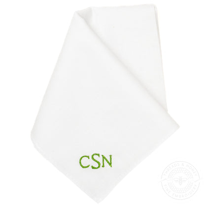 Mens Embroidered Handkerchief with Minimalist Classic Monogram
