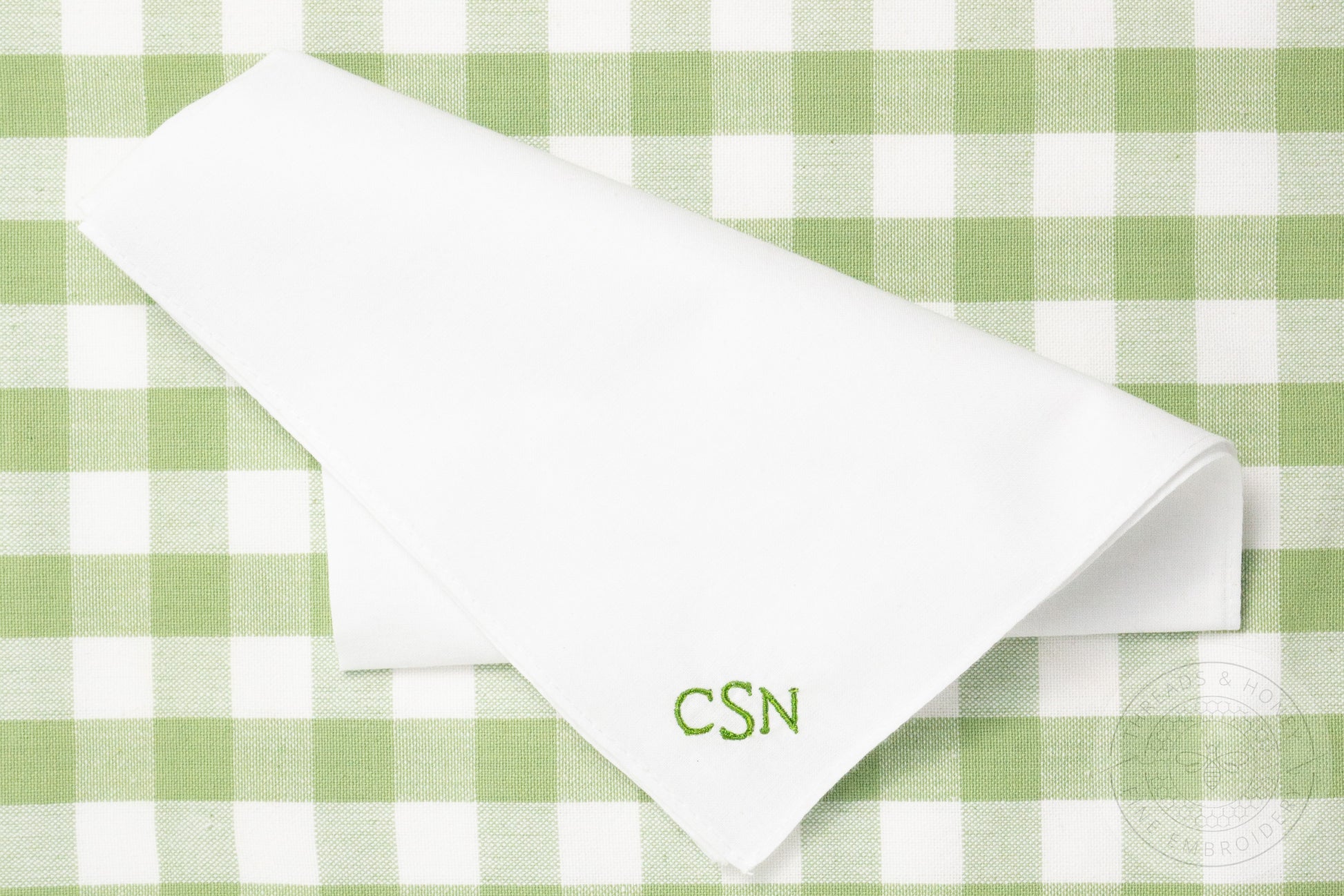 Mens Embroidered Handkerchiefs with Minimalist Classic Monogram