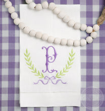 Embroidered Hand Towel Crest Single Letter Monogram – Threads & Honey