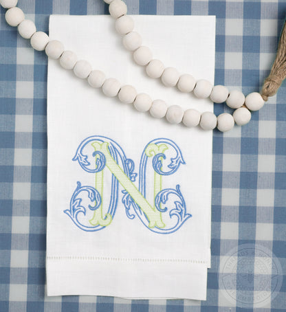 Embroidered Hand Towel Vine Single Letter Monogram