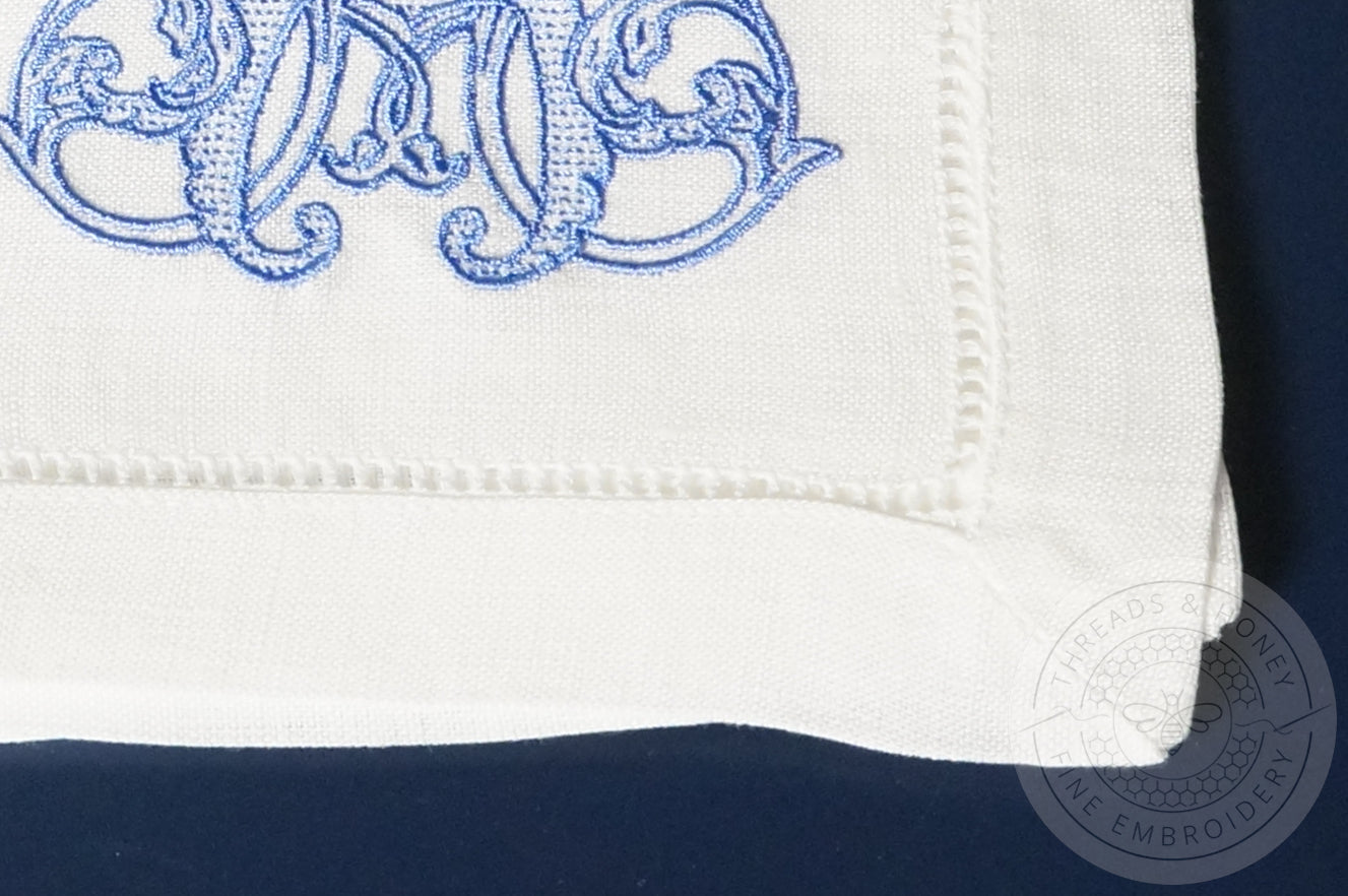 Embroidered Cocktail Napkins with Single Initial Vine Monogram ...