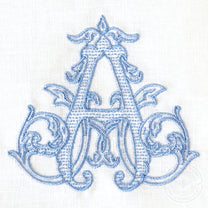 Embroidered Cocktail Napkins with Single Initial Vine Monogram ...