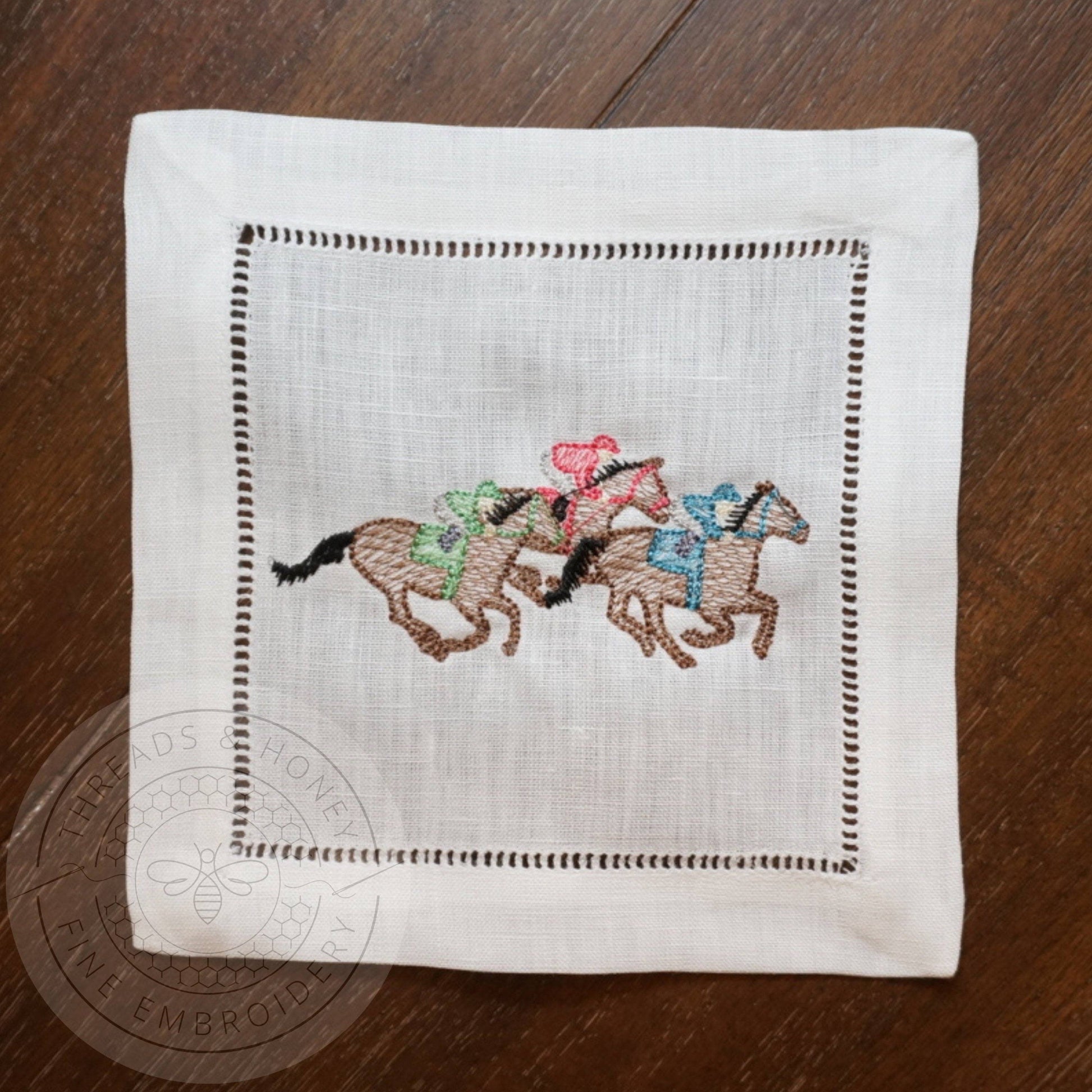 Embroidered Kentucky Derby Cocktail Napkins
