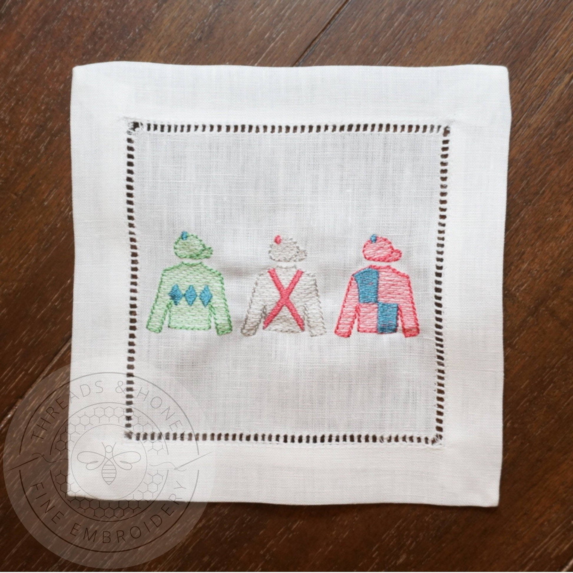 Embroidered Kentucky Derby Cocktail Napkins