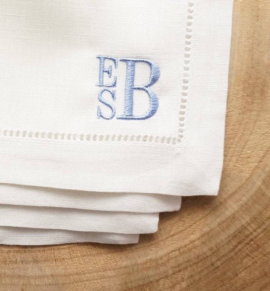 linen cocktail napkins embroidered 