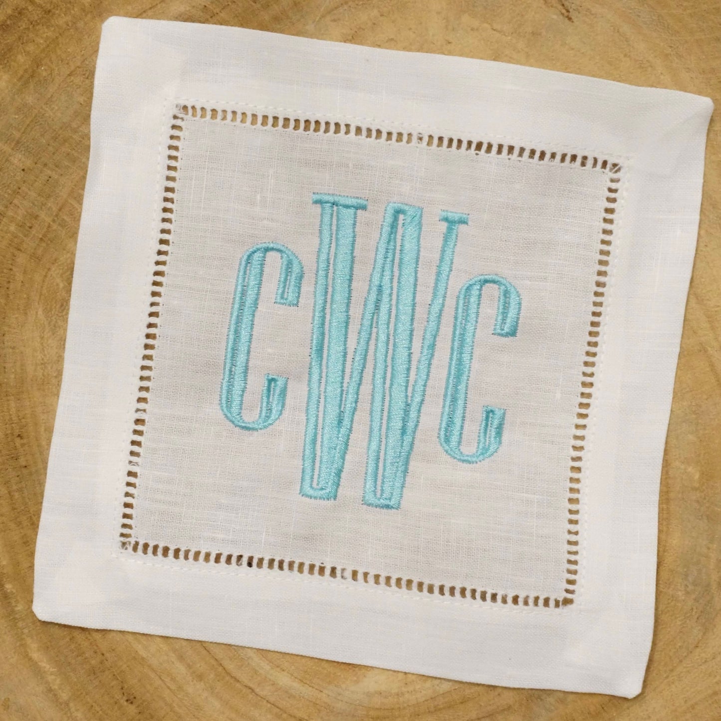 Embroidered Cocktail Napkins with Formal Monogram